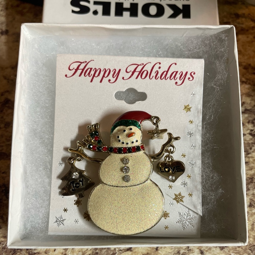 Snowman Christmas Brooch Pin